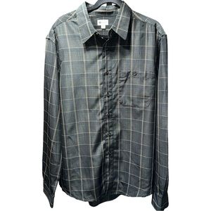 HAGGAR Long Sleeve Shirt Men's Size XL Tall Brown Checked Button Down